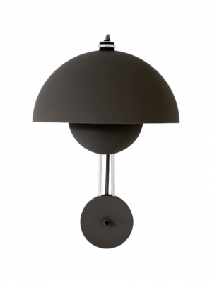 Nahaufnahme der Flowerpot VP8 Wandleuchte von AndTradition in dunklem Grau, modernes Design für Innenräume.